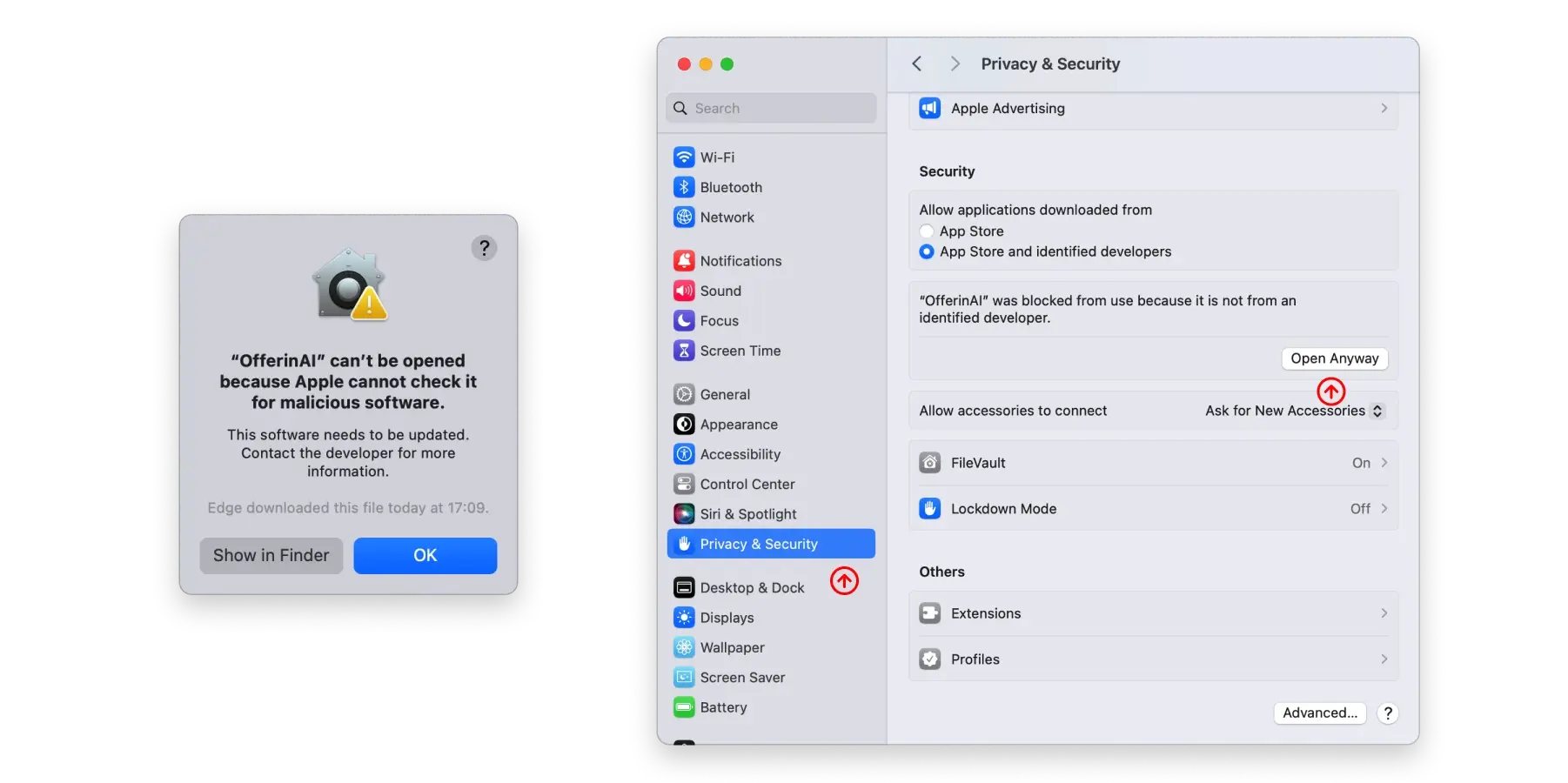 Mac client warning